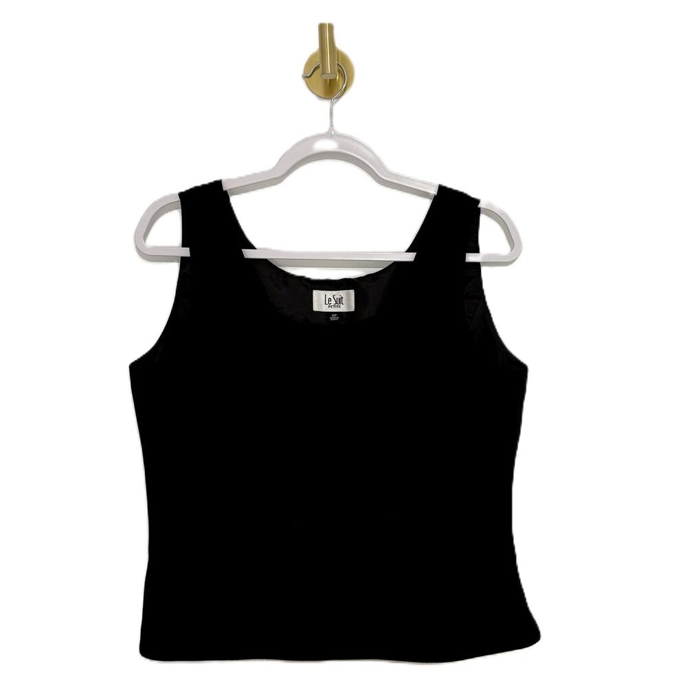 Le Suit Petite Top Women Size 10 Black Tank Blouse Side Zip Career - Picture 4 of 10